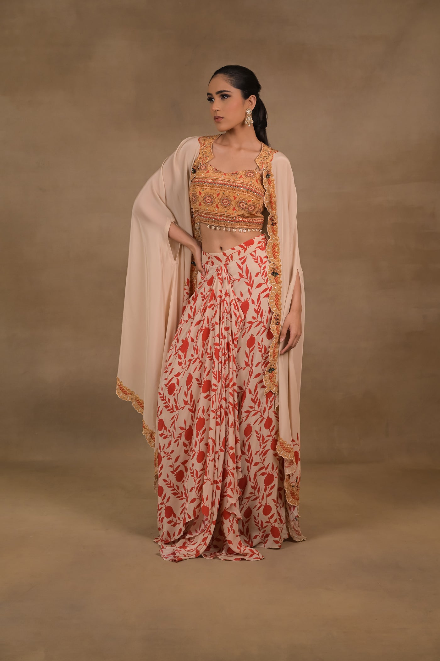 Ivory Scarlet Crop Top Jacket Skirt Set