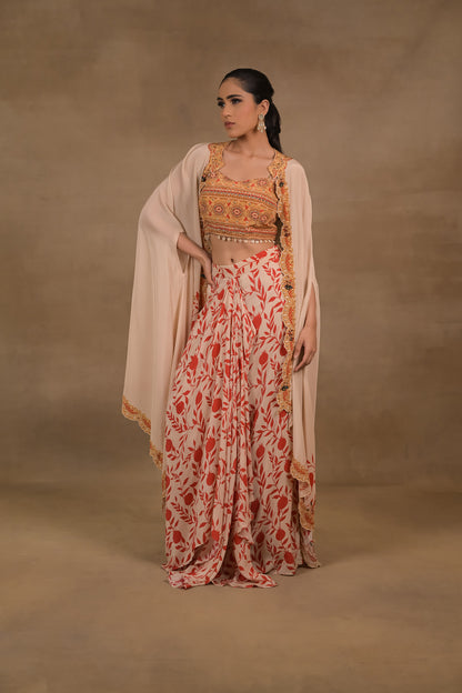 Ivory Scarlet Crop Top Jacket Skirt Set