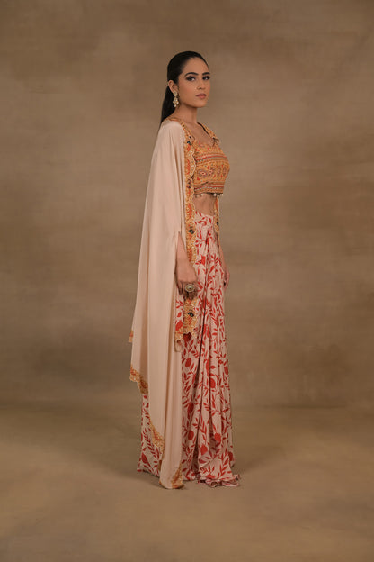 Ivory Scarlet Crop Top Jacket Skirt Set