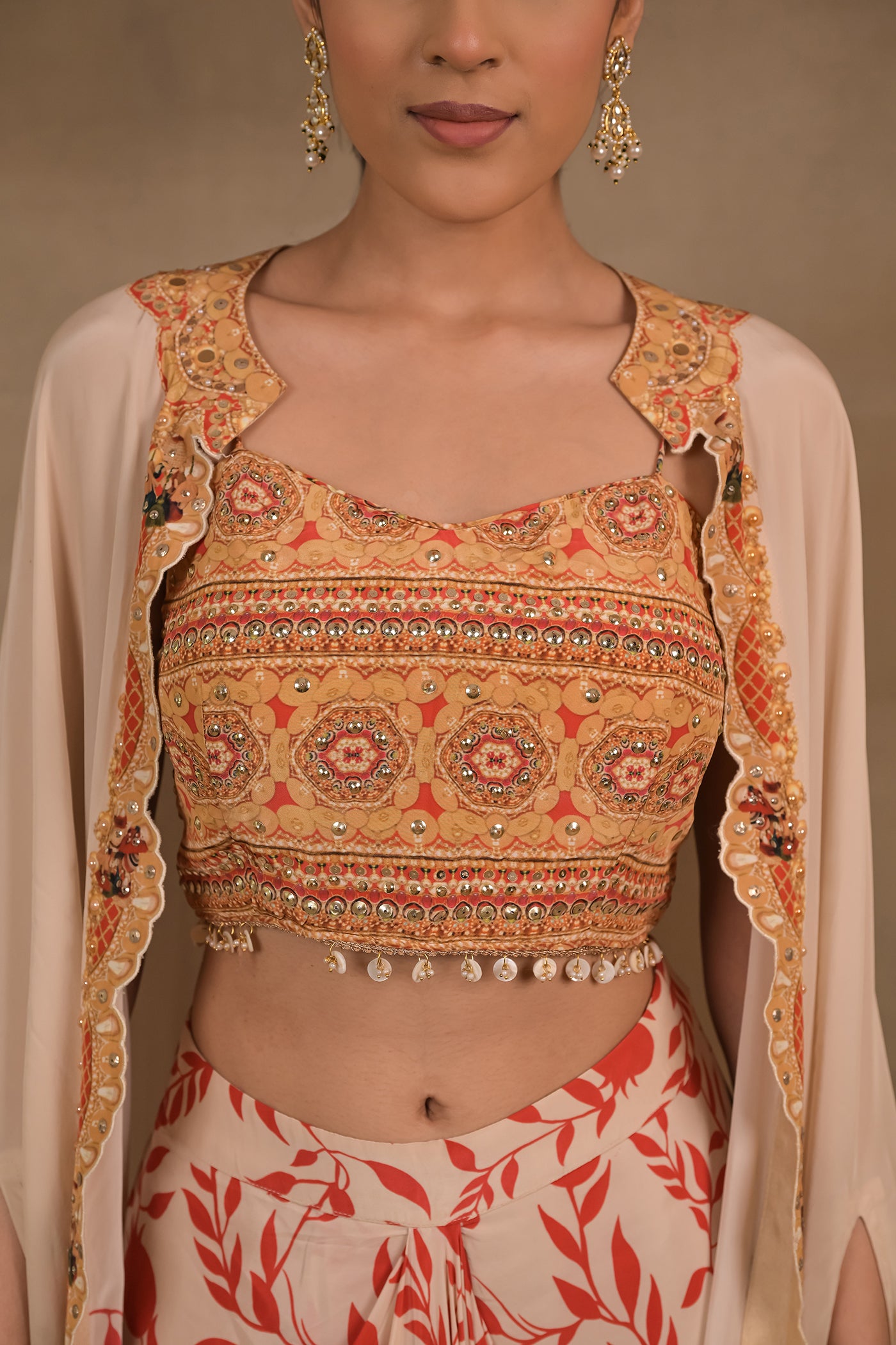 Ivory Scarlet Crop Top Jacket Skirt Set