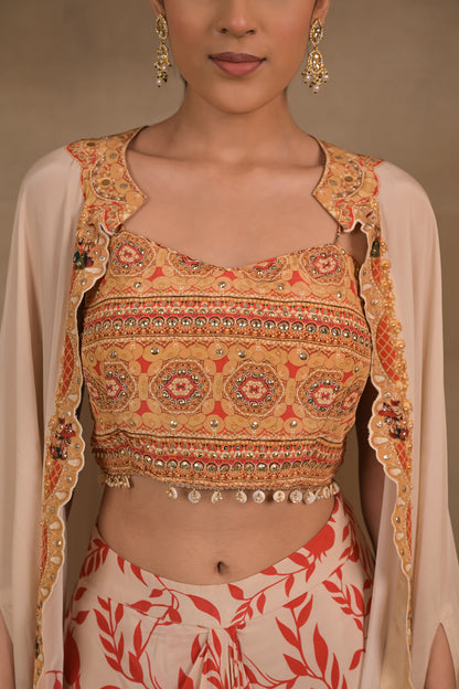 Ivory Scarlet Crop Top Jacket Skirt Set