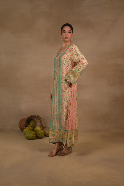 Meher Aqua Floral Long Kurta Set