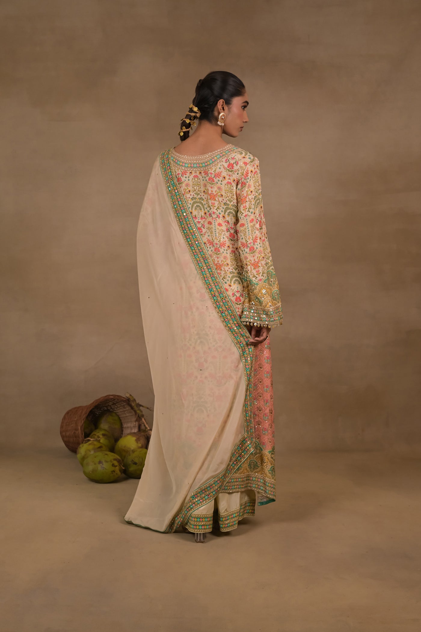 Meher Aqua Floral Long Kurta Set