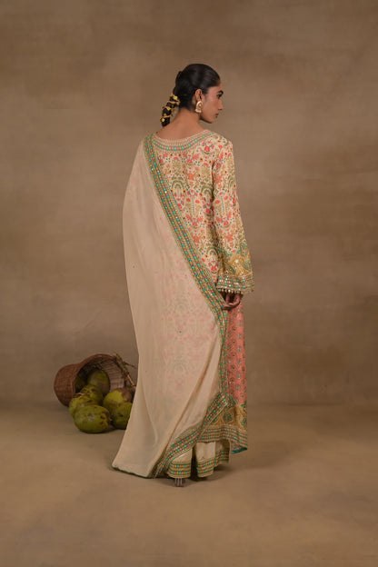 Meher Aqua Floral Long Kurta Set