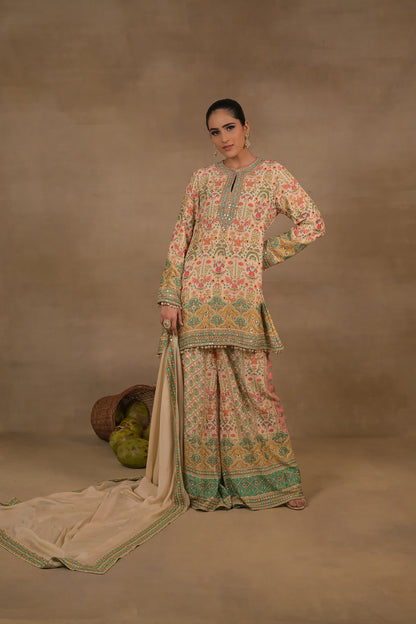 Gulnaar Emerald Floral Kurta Set