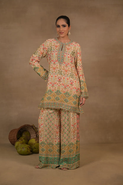 Gulnaar Emerald Floral Kurta Set