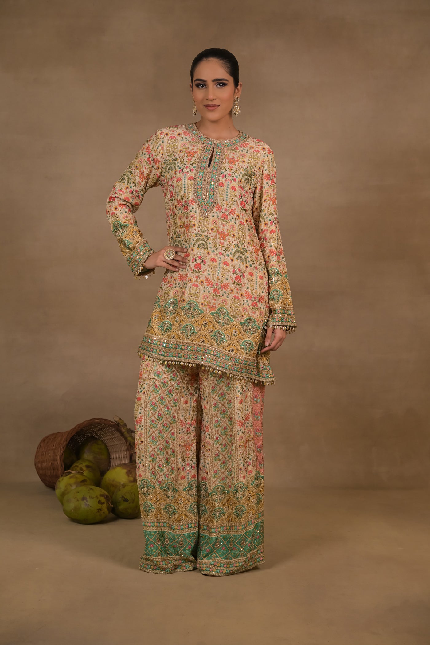 Gulnaar Emerald Floral Kurta Set