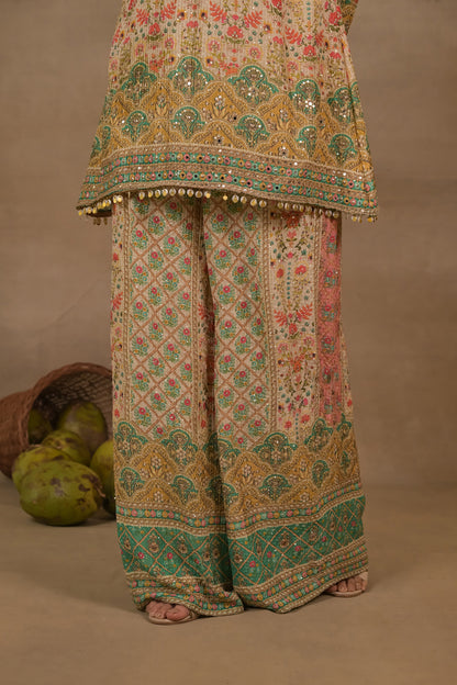 Gulnaar Emerald Floral Kurta Set