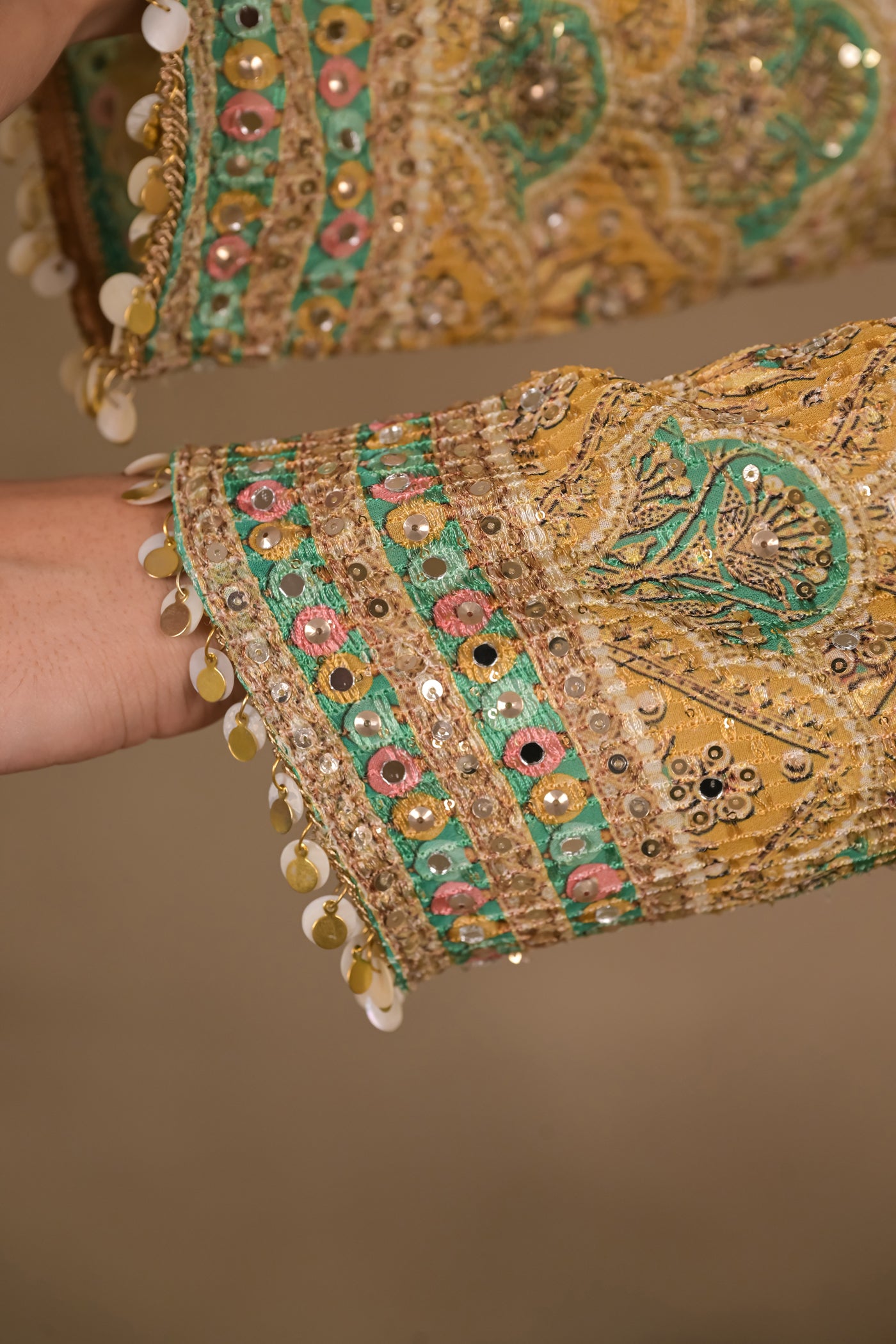 Gulnaar Emerald Floral Kurta Set