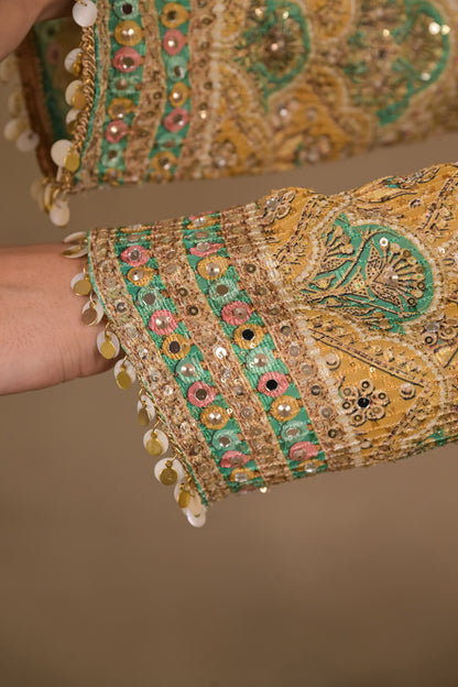 Gulnaar Emerald Floral Kurta Set