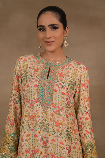 Gulnaar Emerald Floral Kurta Set