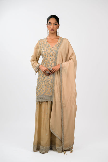 Ivory Sand Embroidered Kurta Set