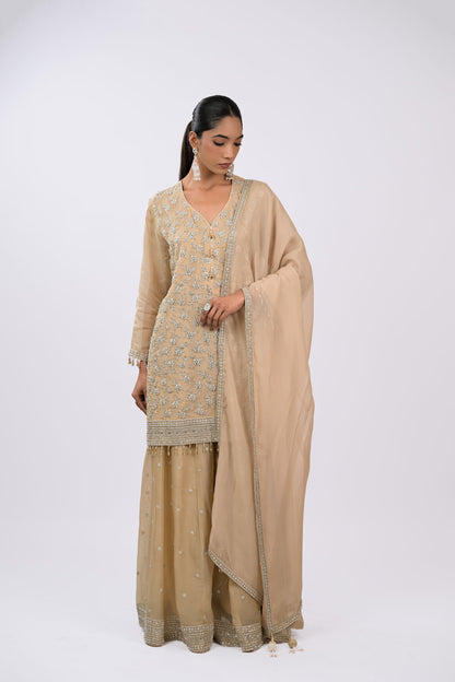 Ivory Sand Embroidered Kurta Set