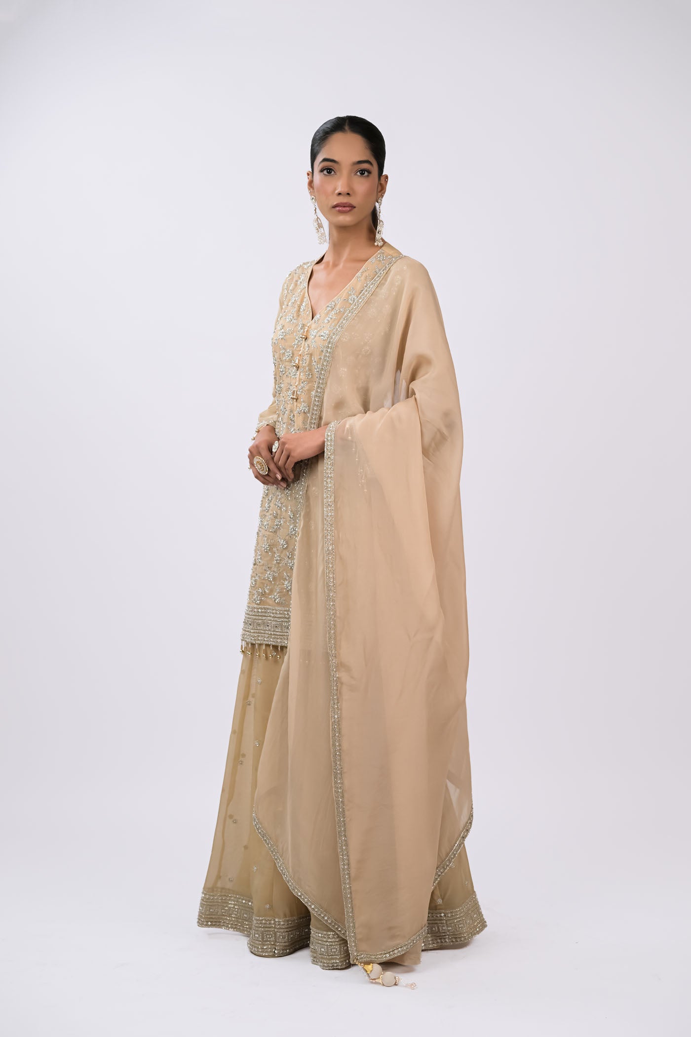 Ivory Sand Embroidered Kurta Set