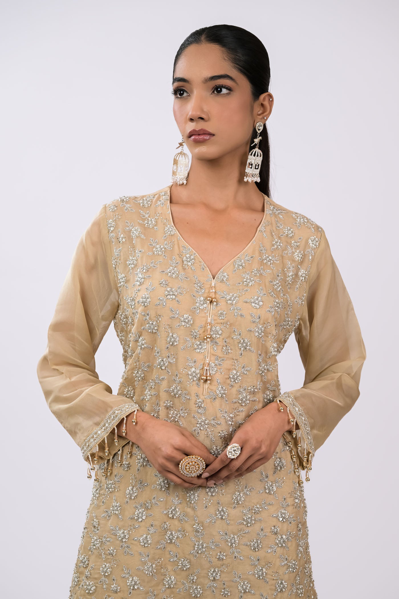 Ivory Sand Embroidered Kurta Set