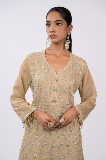 Ivory Sand Embroidered Kurta Set