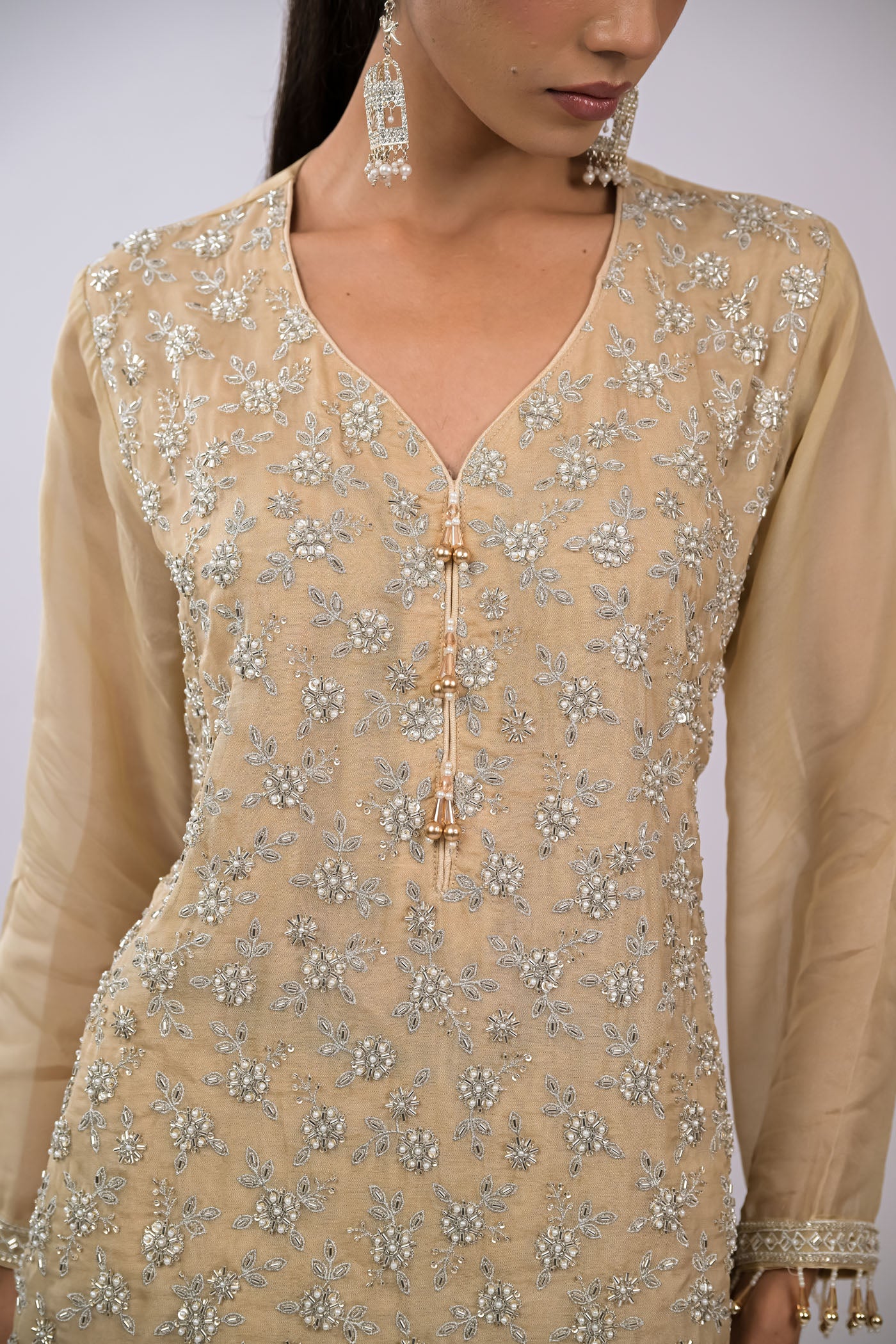 Ivory Sand Embroidered Kurta Set