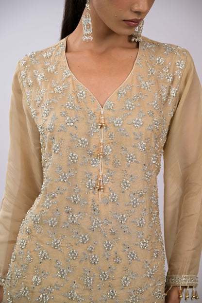 Ivory Sand Embroidered Kurta Set