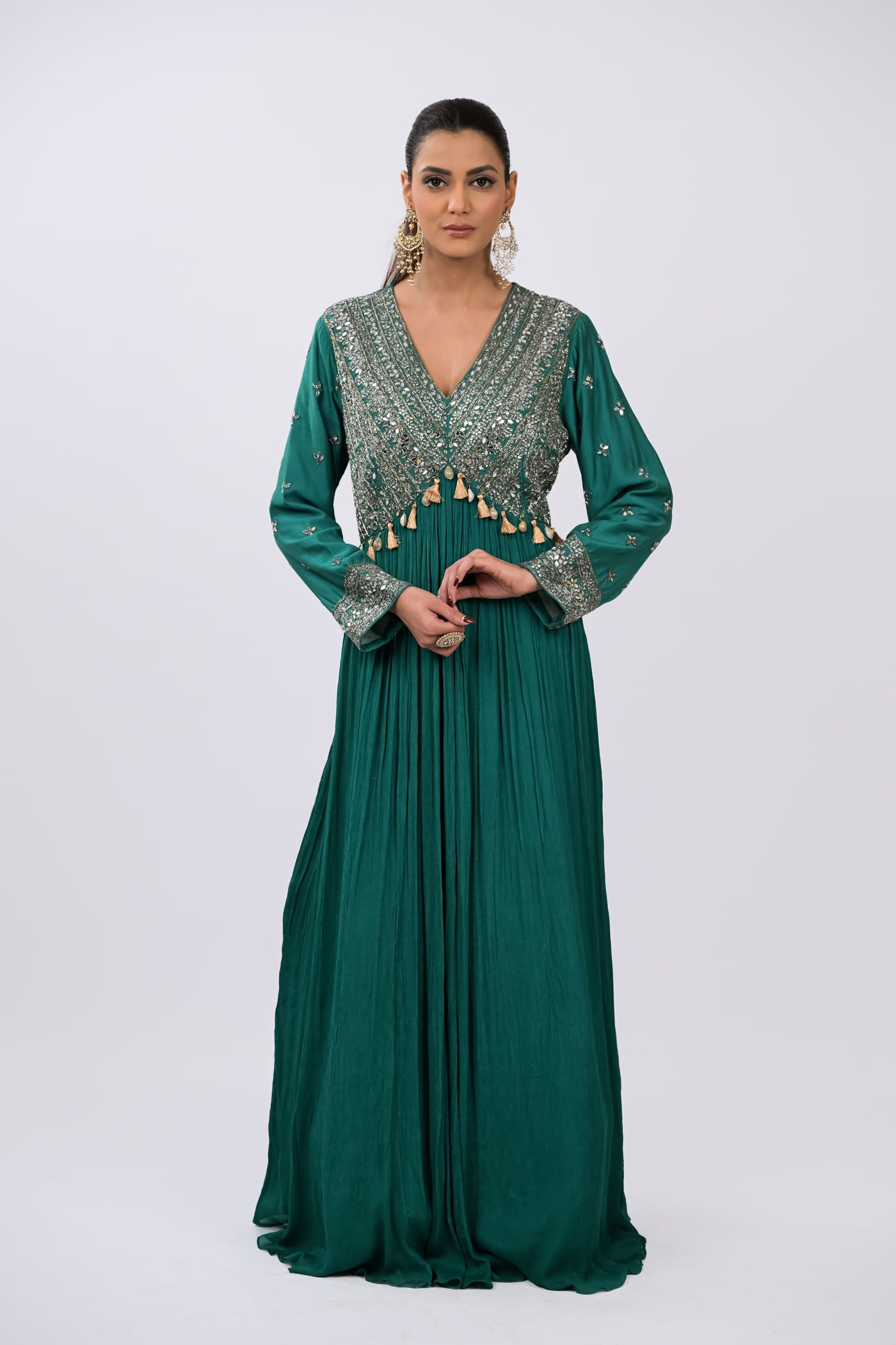 Teal Majesty Embroidered Anarkali Set