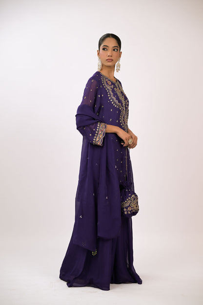 Royal Amethyst Embroidered Kurta Set