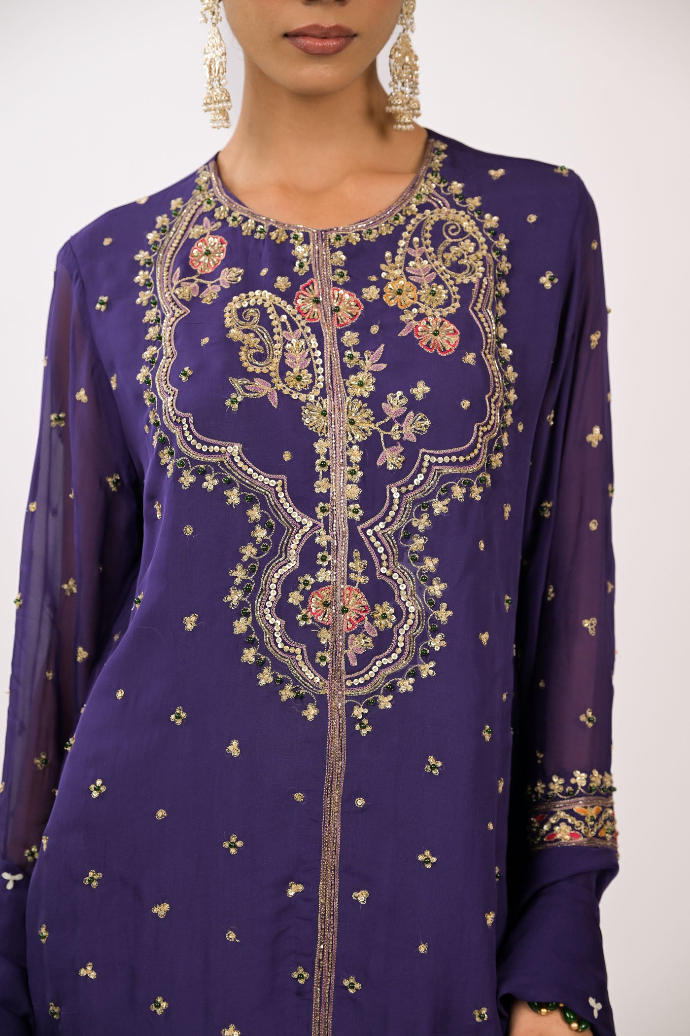 Crimson Bloom Embroidered Kurta Set