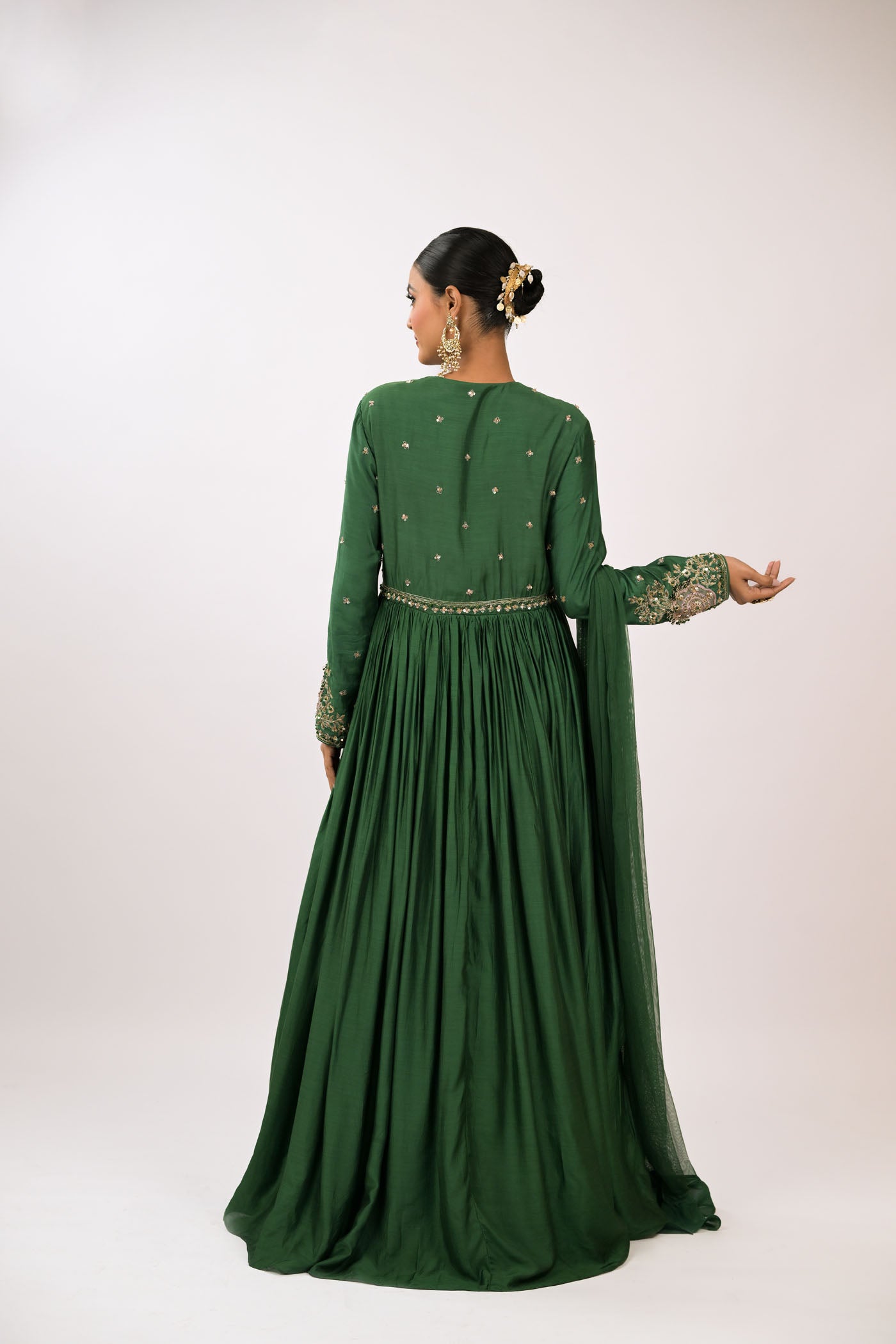 Emerald Grace Embroidered Anarkali Gown