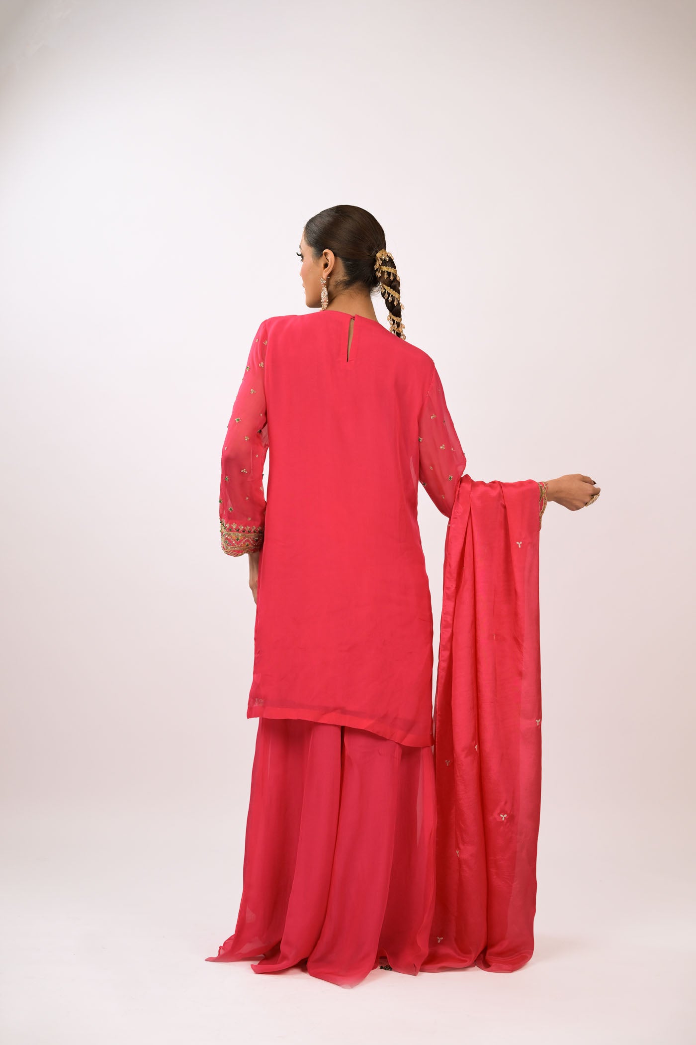 Crimson Bloom Embroidered Kurta Set