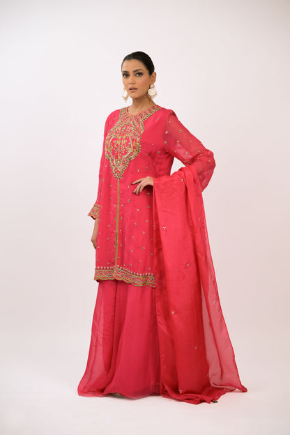 Crimson Bloom Embroidered Kurta Set