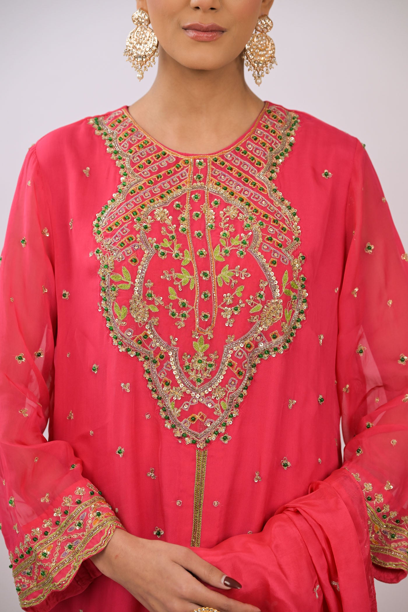 Crimson Bloom Embroidered Kurta Set