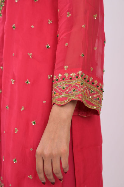 Crimson Bloom Embroidered Kurta Set