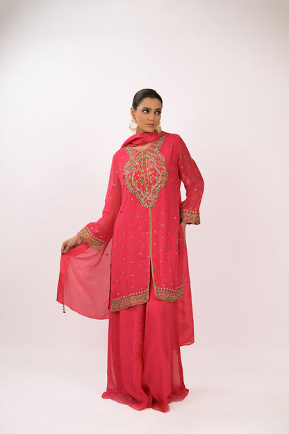 Crimson Bloom Embroidered Kurta Set
