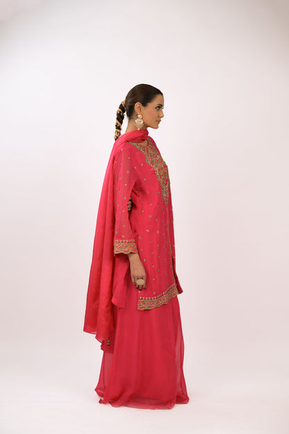Crimson Bloom Embroidered Kurta Set