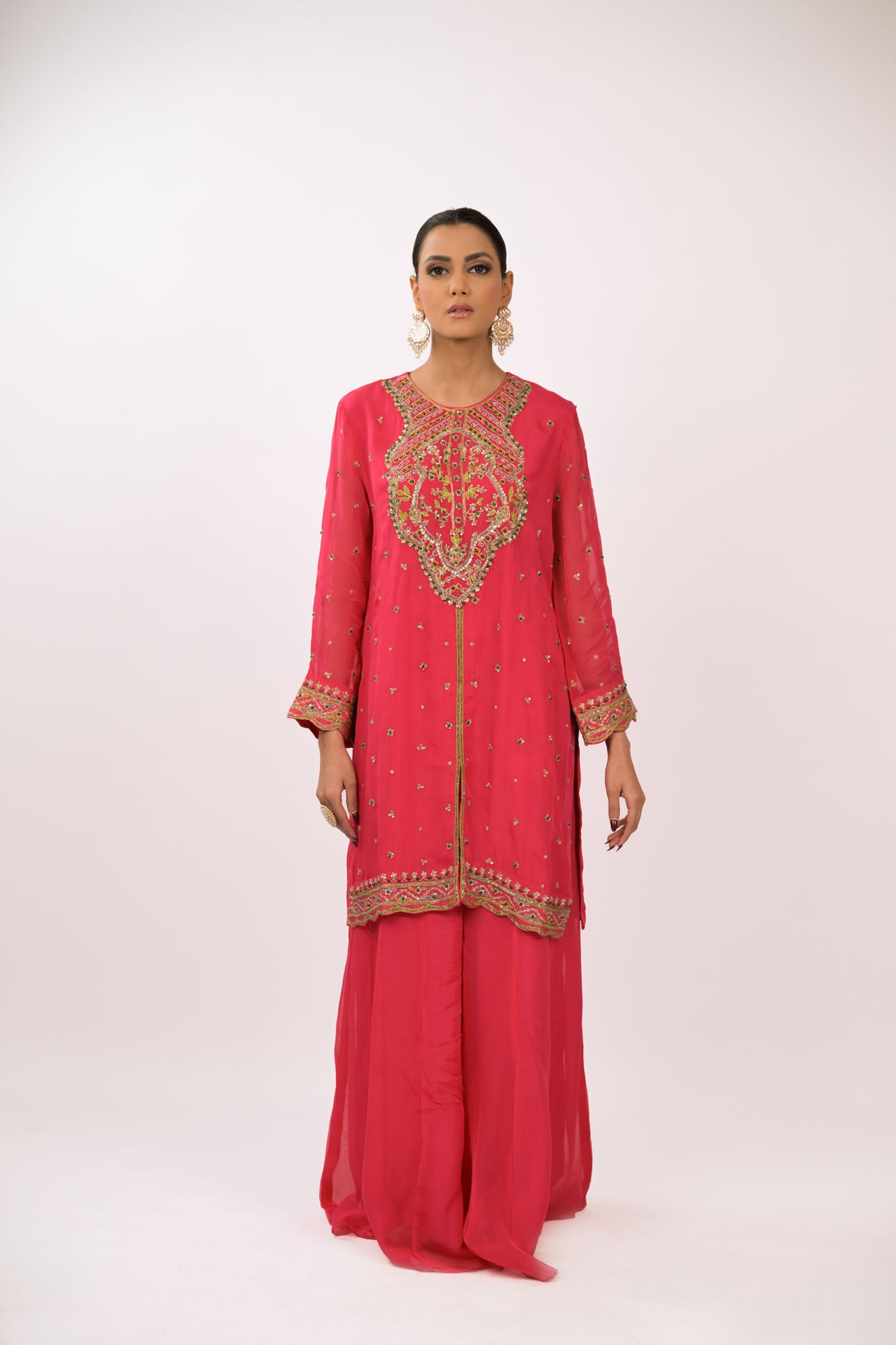 Crimson Bloom Embroidered Kurta Set