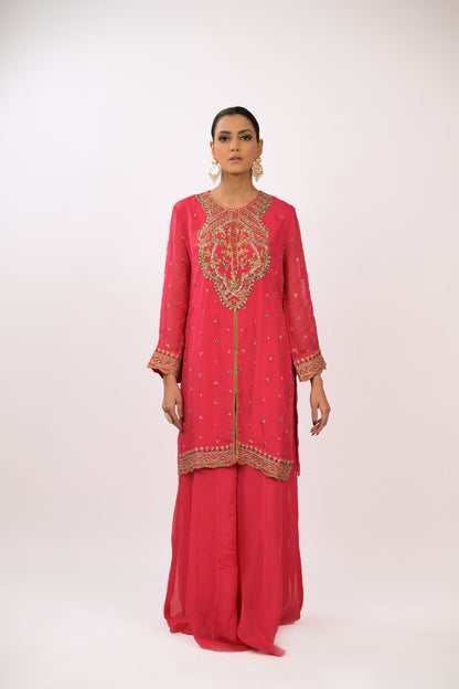 Crimson Bloom Embroidered Kurta Set