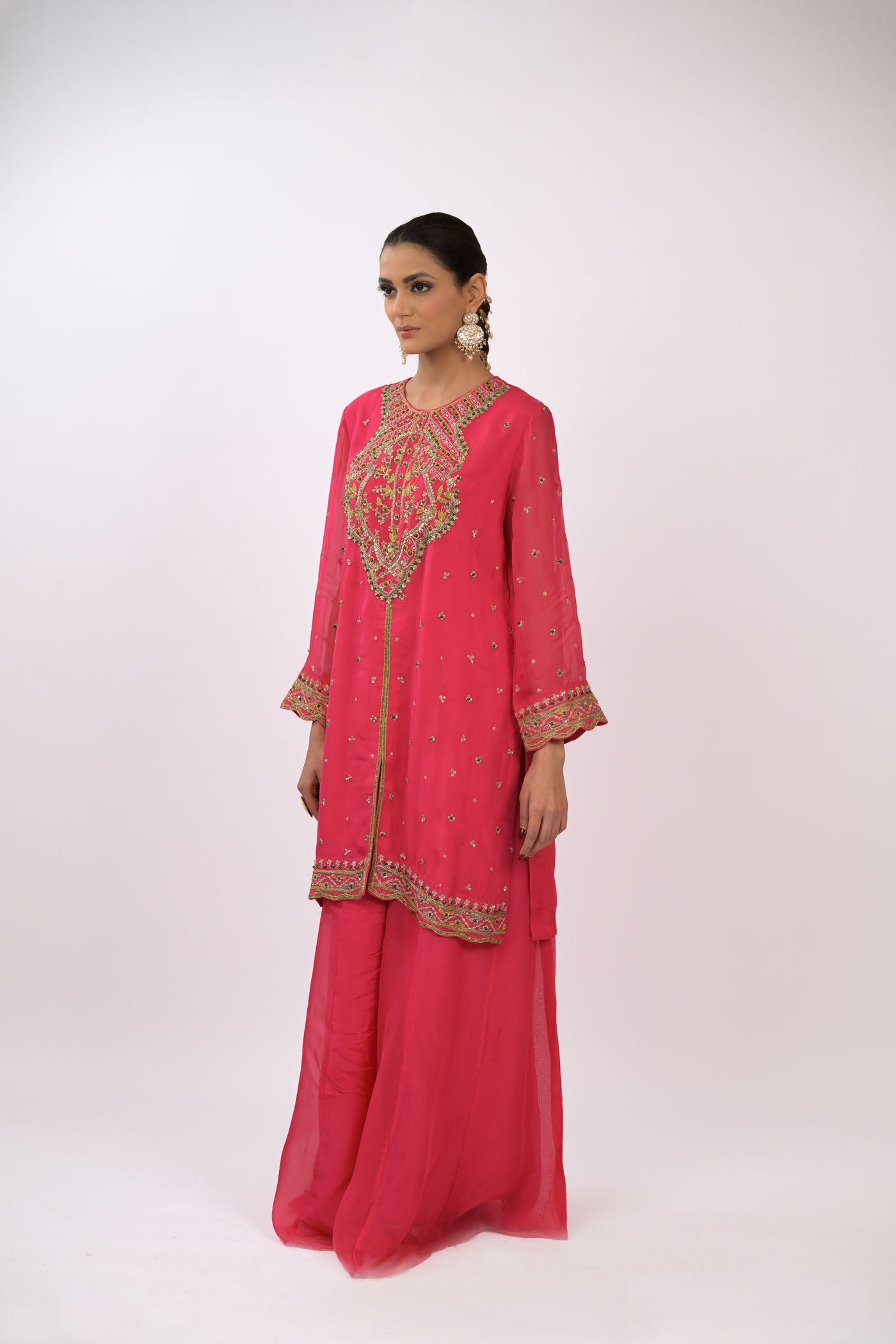 Crimson Bloom Embroidered Kurta Set