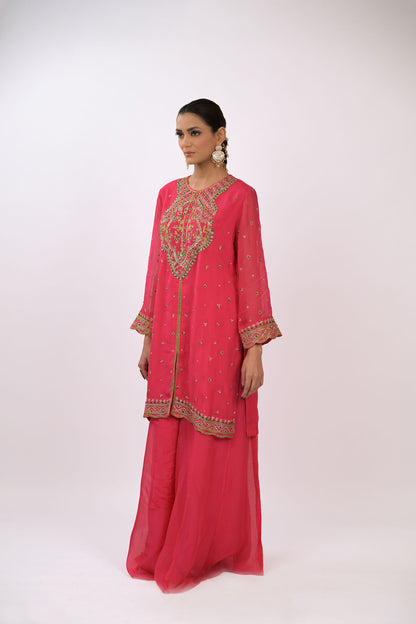 Crimson Bloom Embroidered Kurta Set