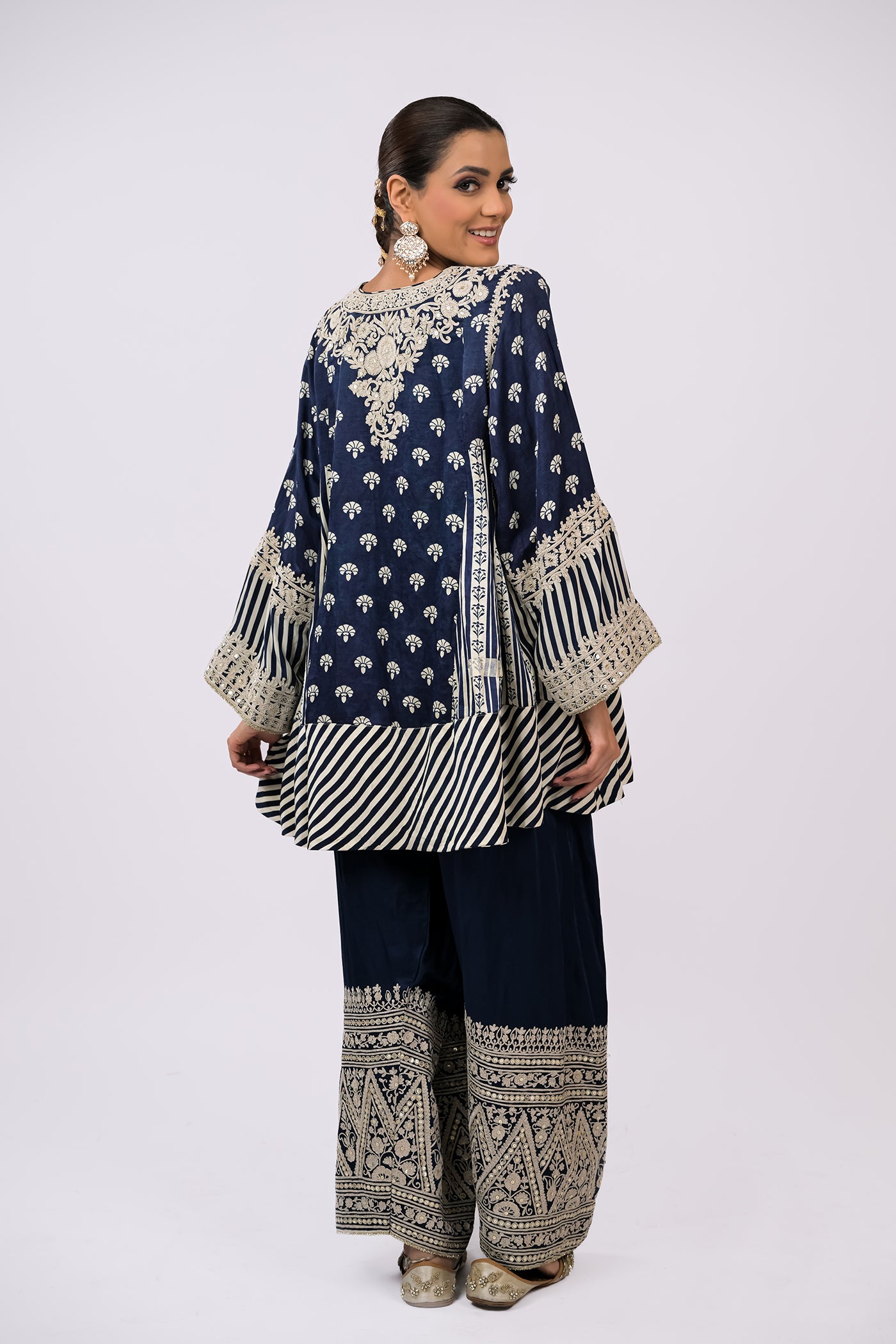 Indigo Ivory Embroidered Kurta Set