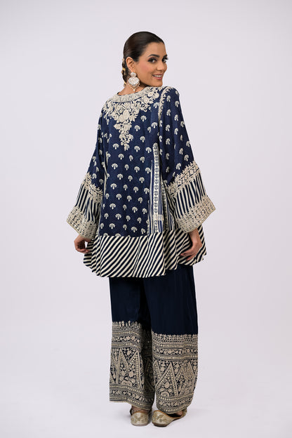 Indigo Ivory Embroidered Kurta Set