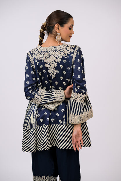 Indigo Ivory Embroidered Kurta Set