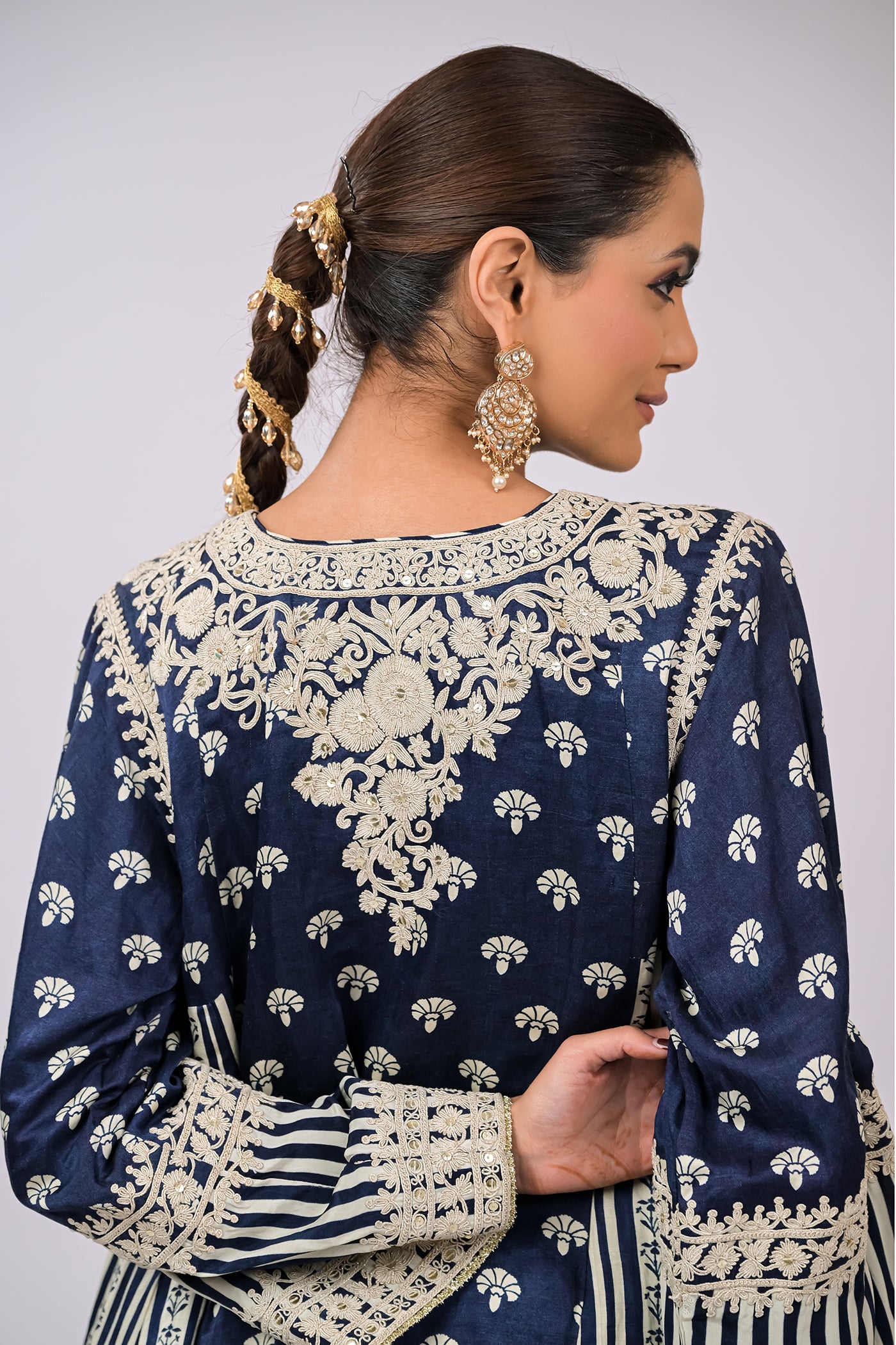 Indigo Ivory Embroidered Kurta Set