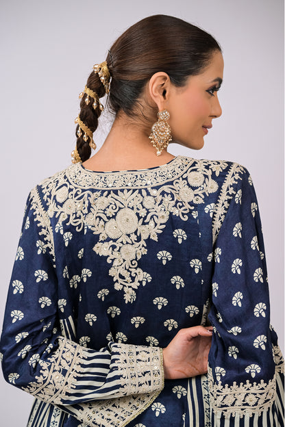 Indigo Ivory Embroidered Kurta Set