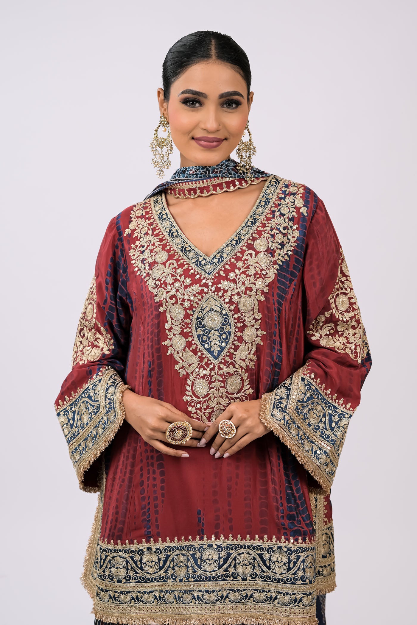 Maroon Heritage Embroidered Kurta Set