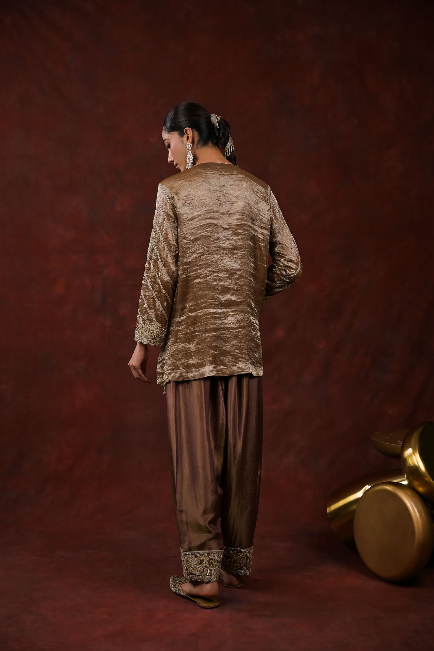 Meher Antique Gold Embroidered Kurta Set