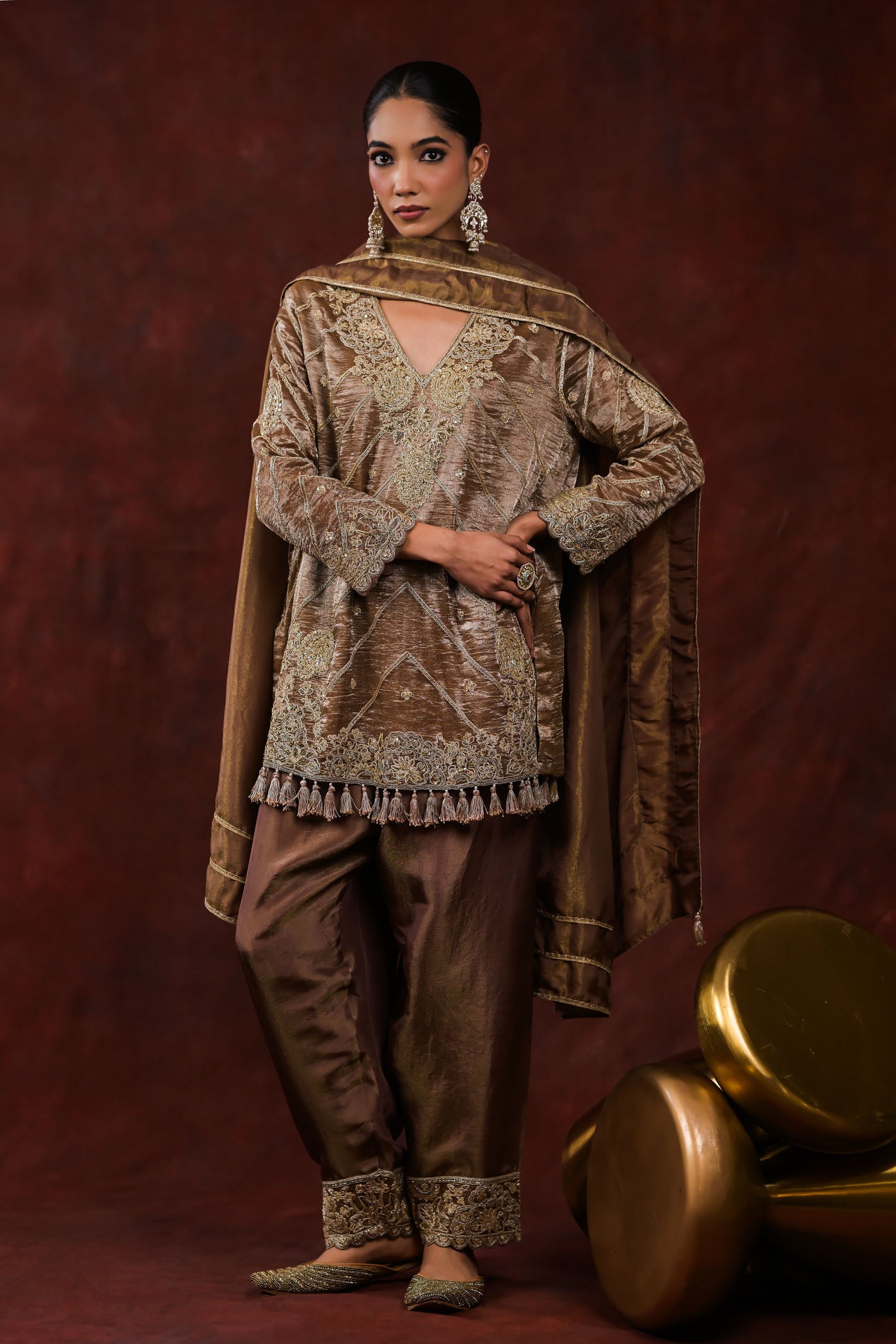 Noor Ash Grey Embroidered Kurta Set