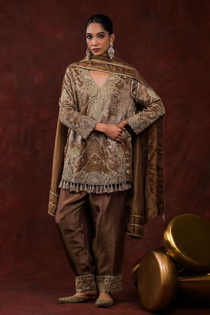 Noor Ash Grey Embroidered Kurta Set