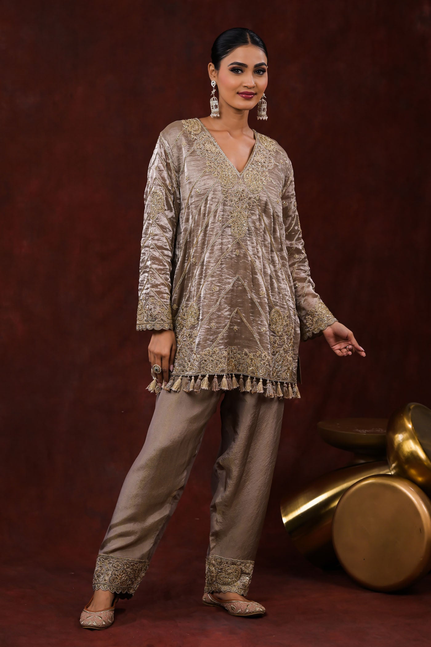 Noor Ash Grey Embroidered Kurta Set