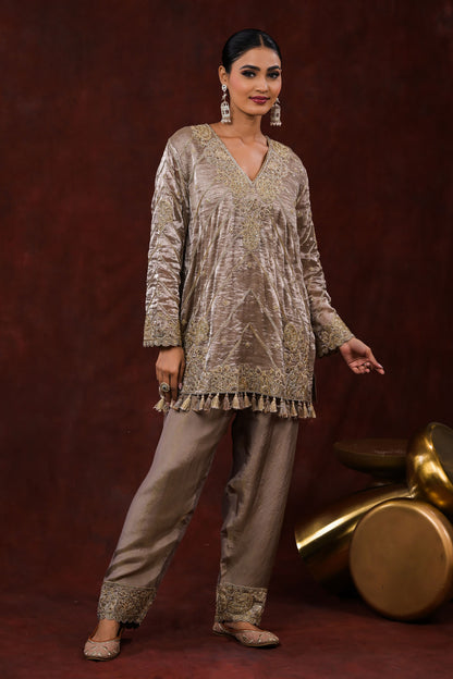 Noor Ash Grey Embroidered Kurta Set