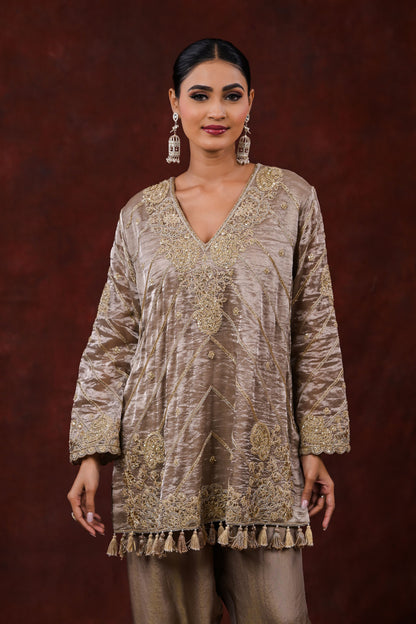 Noor Ash Grey Embroidered Kurta Set