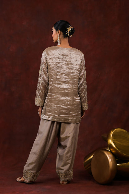 Noor Ash Grey Embroidered Kurta Set