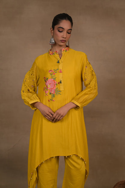 Lime Green Floral Embroidered Co-Ord Set